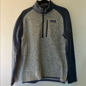 Patagonia Zip Up Sweater Gray and Blue Fleece